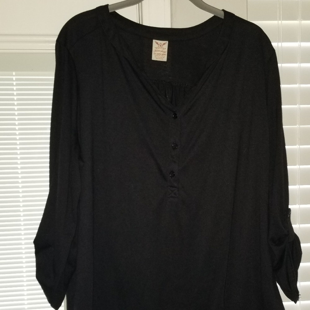 Casual Black Top - 18W-22W